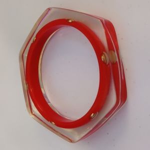 Hexagon red bangle bracelet